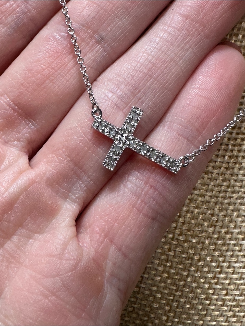 Silver .925 Crystal Cross Pendant Necklace Dainty & Delicate - Picture 3 of 6